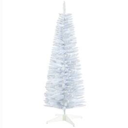 Homcom - Decorated Christmas Tree Snow Flocked Artificial Christmas Tree with Pencil Shape - White