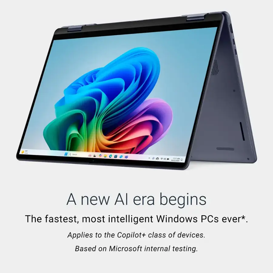 A new Al era begins. The fastest, most intelligent Windows PCs ever. Applies to the Copilot+ class of devices. Based on Microsoft internal testing.