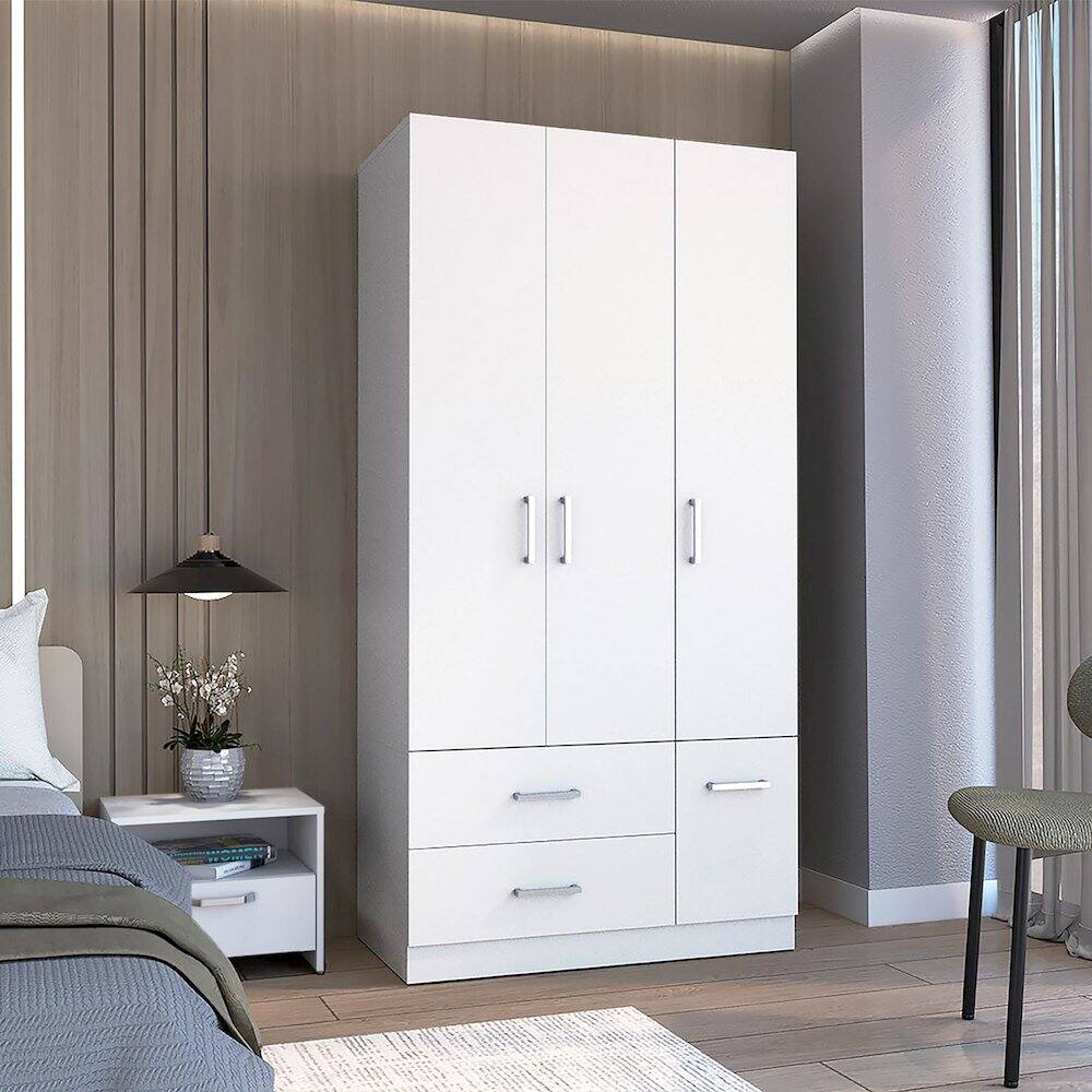 Alt View 2. TuHome - Sebree Four Door Armoire White MDF - White.