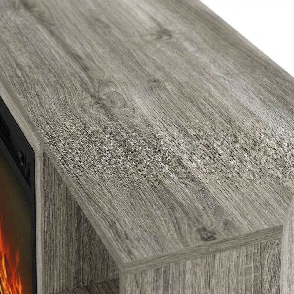 Alt View 4. FurniFact - Wood TV stand with metal legs for up to 55-inch screens in French Oak Grey - Gray.