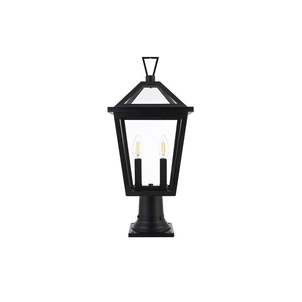 Left. Elegant Lighting - Frankford 7 inch Outdoor Pendant in Black - Black.