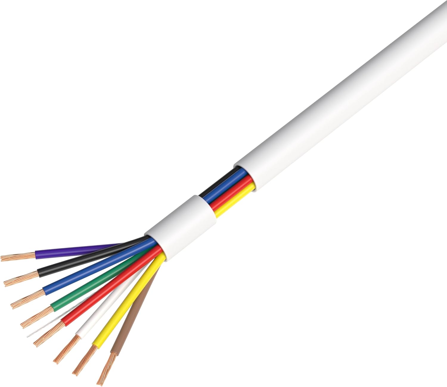 Angle. Cables Direct Online - 500ft 22/8 Stranded Alarm Cable CCA 22AWG Low Voltage Wire for Security, Fire Systems, Multi-Conductor Applications - White.