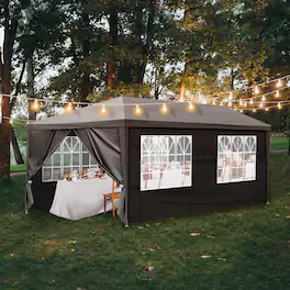 Winado - 10'x20' Outdoor Party Tent with 6 Removable Sidewalls, Waterproof Canopy Patio Wedding Gazebo - Black