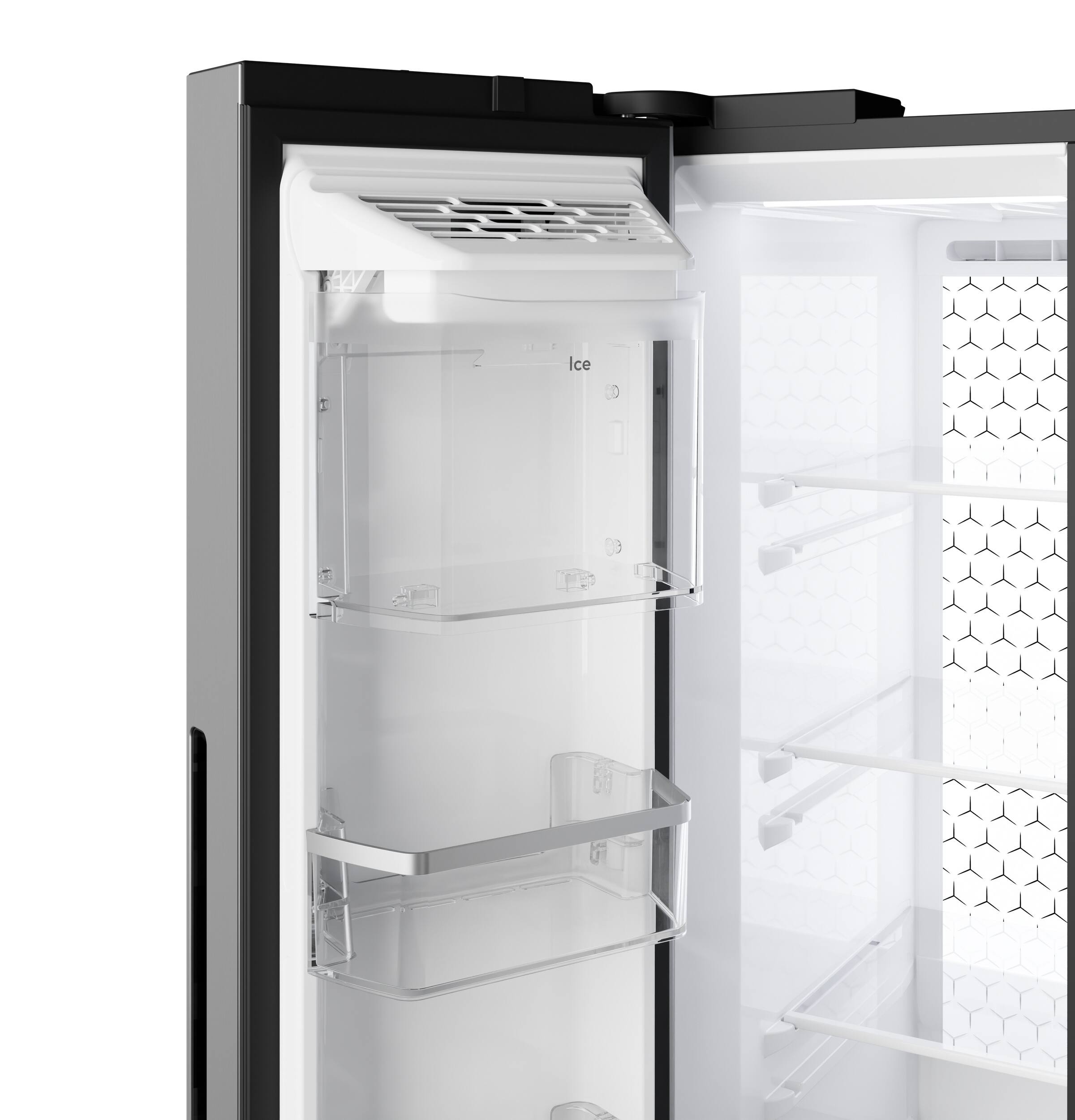 Alt View 27. GE Profile - 36 in. Wide 28.4 Cu. Ft. Smart Side-By-Side Refrigerator with Dual-Dispense AutoFill Pitcher and CustomSize Ice - Stainless Steel.