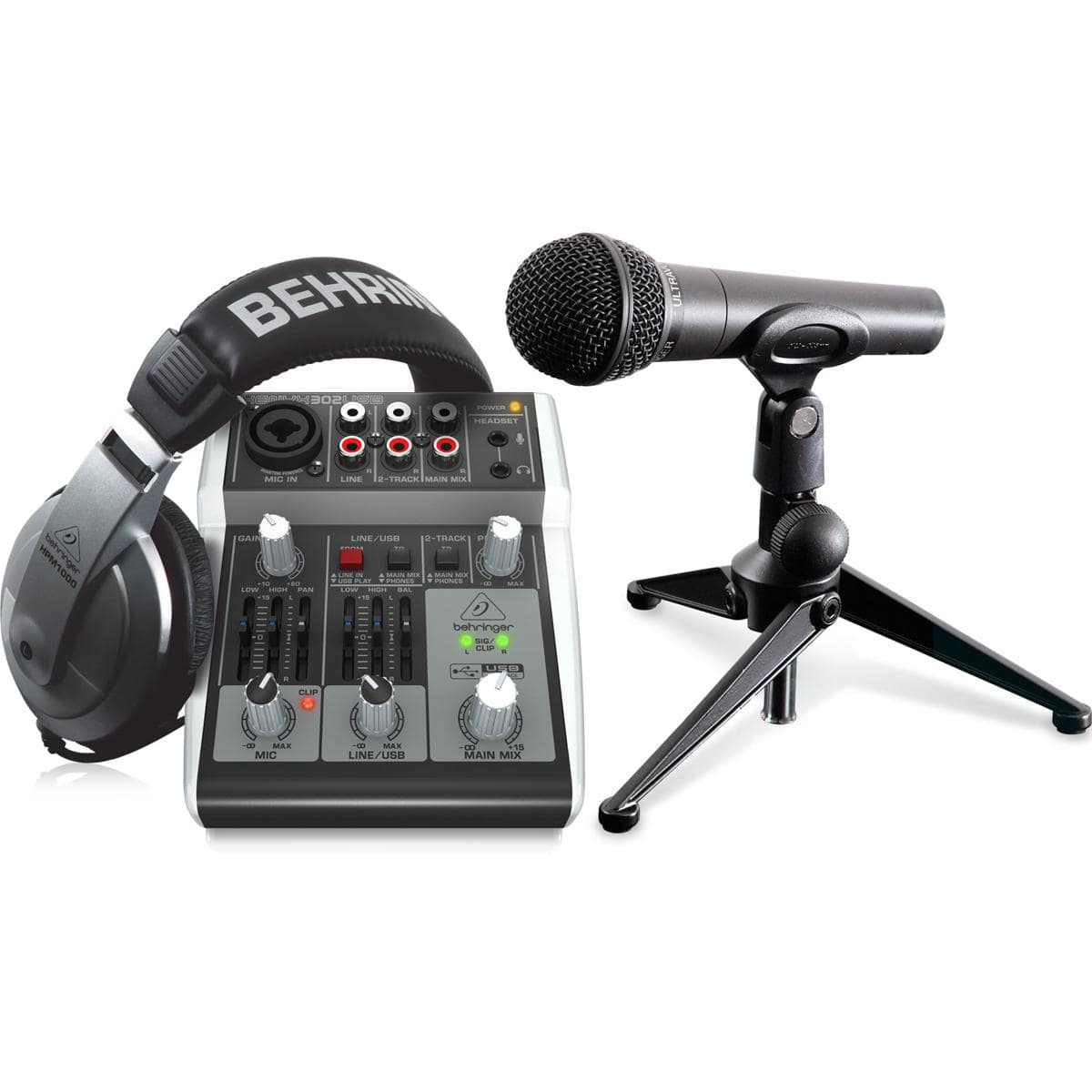 Behringer - PODCASTUDIO 2 USB Podcasting Bundle with USB Mixer, Microphone and Headphones