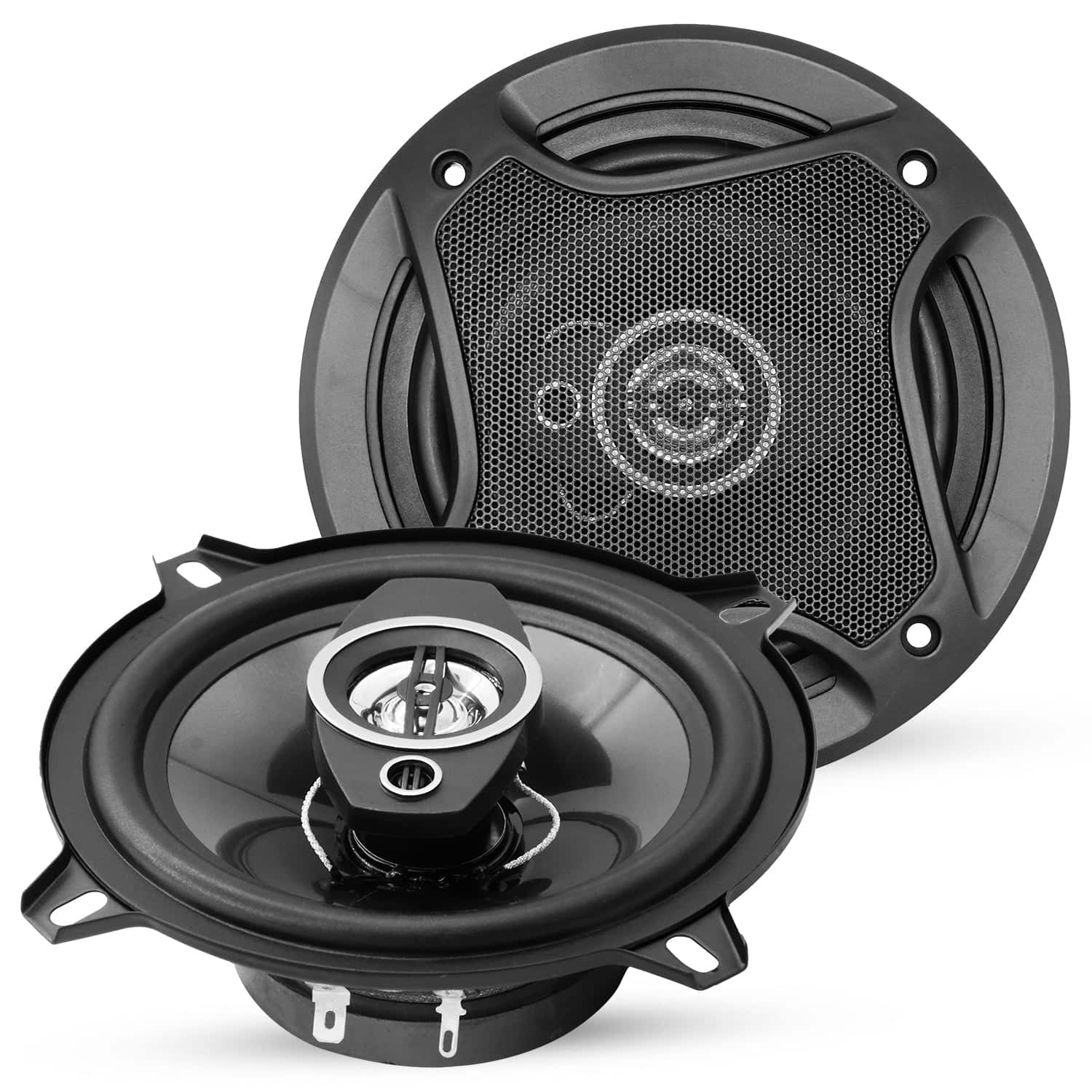 Front. 5 CORE - 5Core 5” Car Speaker Pair 350W 4Ohm 2 Way Coaxial Speaker Audio w Super Tweeter Fit for Vehicle - Black.