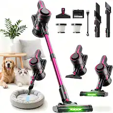 Front. Petrimins - Cordless Stick Vacuum Cleaner, 35KPa Suction, 450W Motor, 60-Min Runtime, Anti-Tangle Brush, LED Floor Head - Purple & Black.