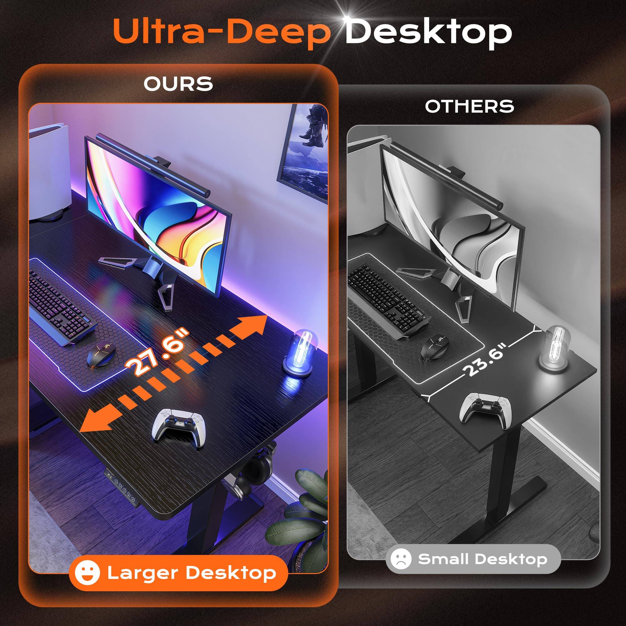 Ultra-Deep Desktop

OURS

27.6"

Larger Desktop

OTHERS

23.6"

Small Desktop