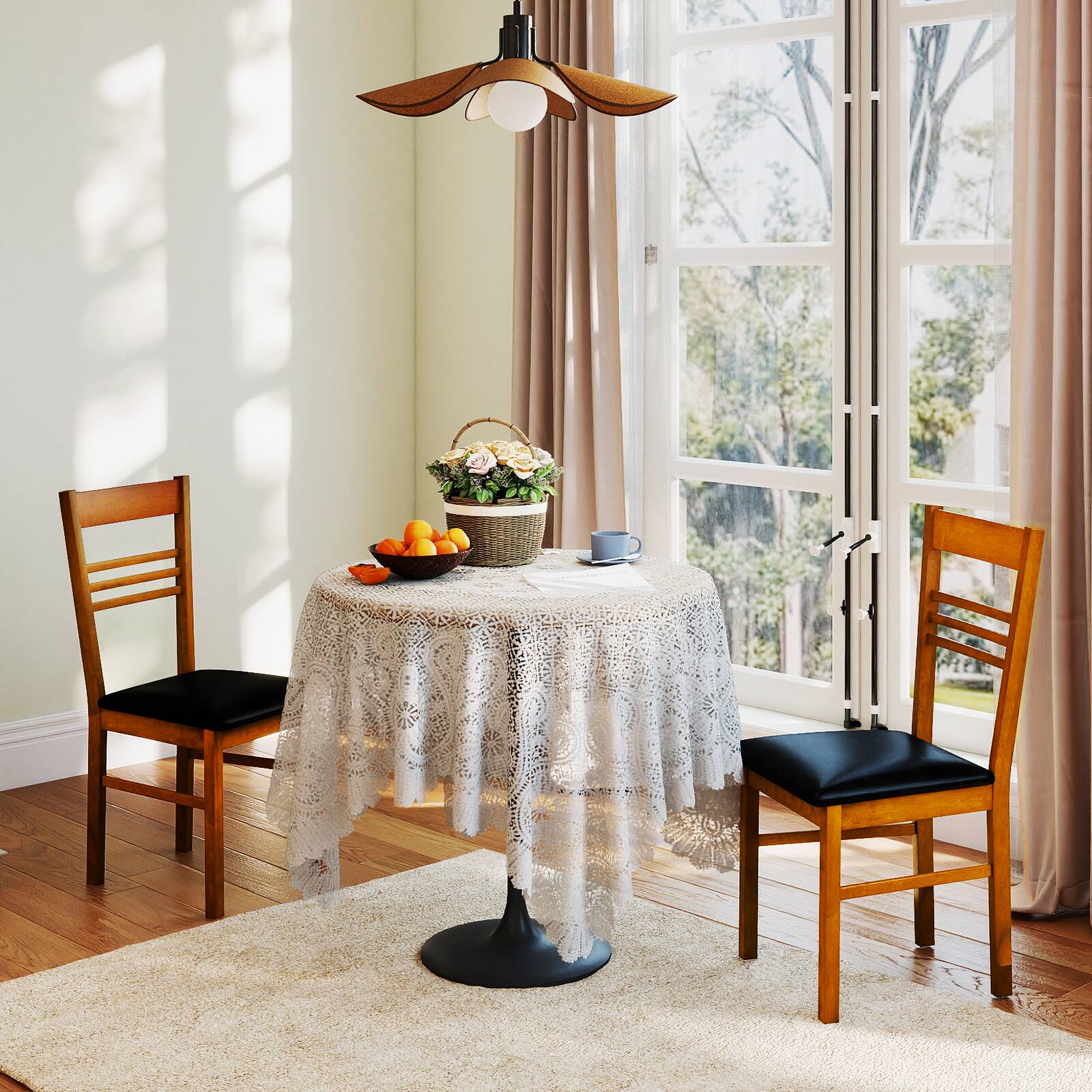 Alt View 3. Gymax - Gymax Wood Dining Chairs Set of 2 w/Rubber Wood Frame Padded Seat & Slatted Backrest Walnut - Brown.