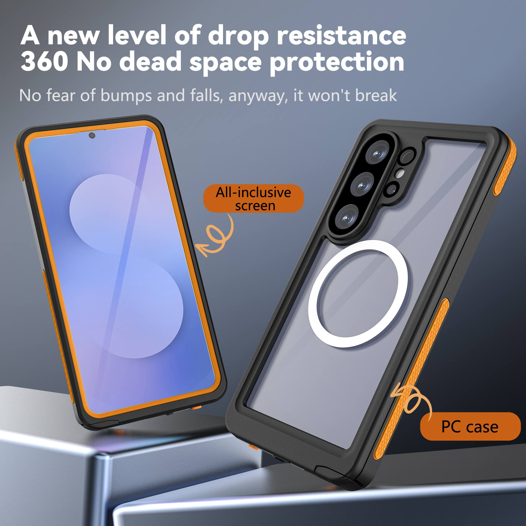 A new level of drop resistance  
360 No dead space protection  
No fear of bumps and falls, anyway, it won't break  

All-inclusive screen  
PC case