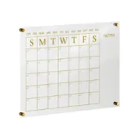 Martha Stewart - Grayson Premium Acrylic Monthly Wall Calendar with Notes Section - Clear/Gold - Front_Zoom