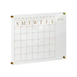 Martha Stewart - Grayson Premium Acrylic Monthly Wall Calendar with Notes Section - Clear/Gold