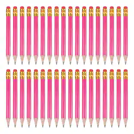 Unique Bargains - 36pcs HB Pencils, 4inch Short Thick Golf Pencils Pre-Sharpened w/ Eraser Bulk for Sport, Games, Meeting, Office, Writing - Hot Pink