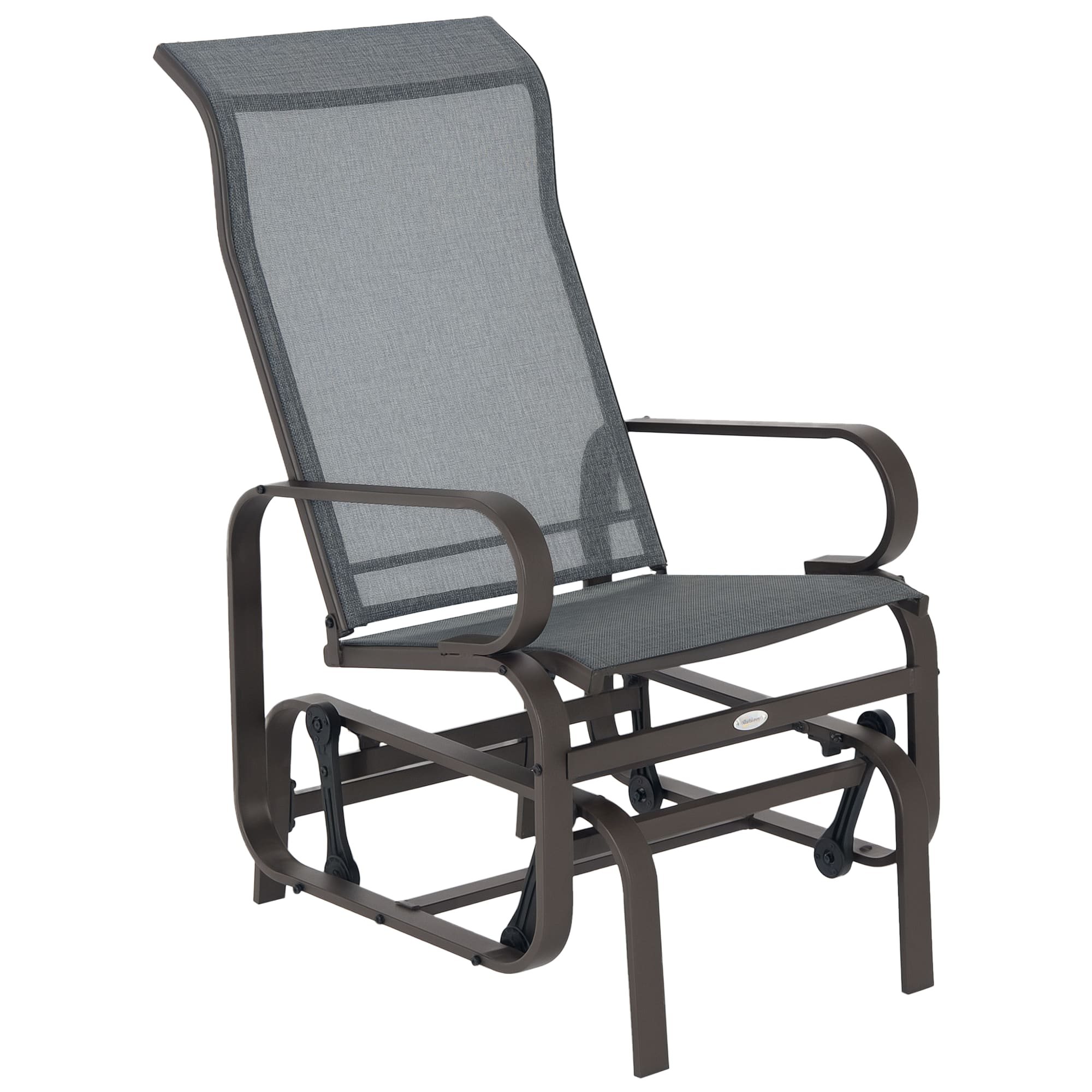 Outsunny - Outdoor Glider Chair, Gliders for Outside Patio with Smooth Rocking Mechanism and Lightweight Construction - Brown/Gray