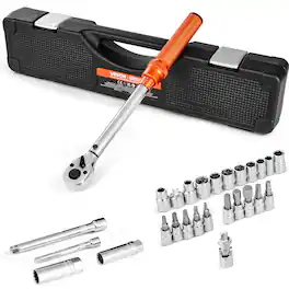 VEVOR - Click Torque Wrench Set, 3/8 Inch Drive, 5-60 N.m / 3.7-44.3 lbf.ft, Dual-direction, 72-Tooth, ±3% High Precision - Orange