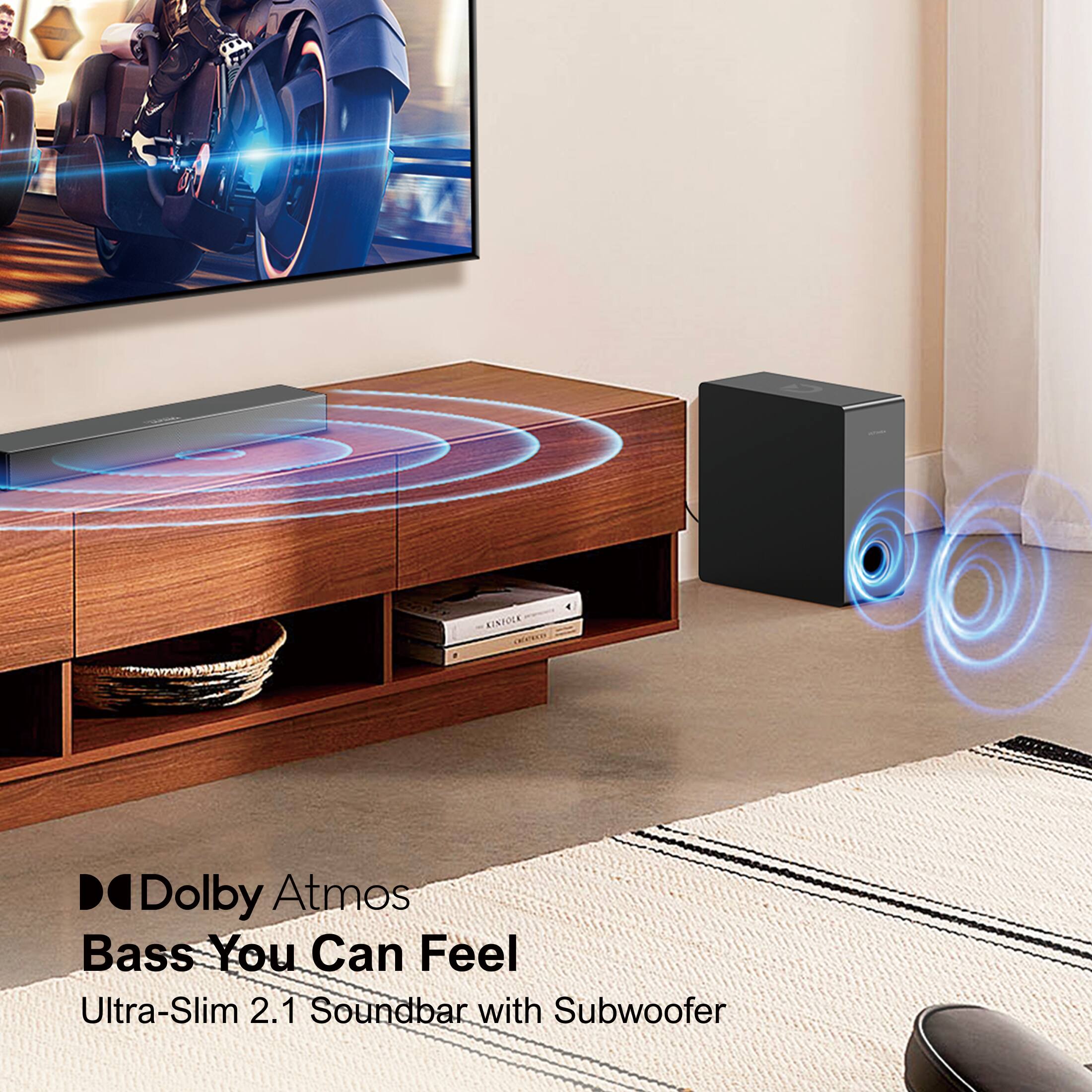 Ultimea Nova S50 2.1 Sound Bar for TV with Dolby Atmos, Subwoofer