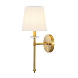 Jonathan Y - Olivia 6.5" 1-Light Contemporary Traditional Candlestick Metal/Crystal LED Vanity - Brass Gold