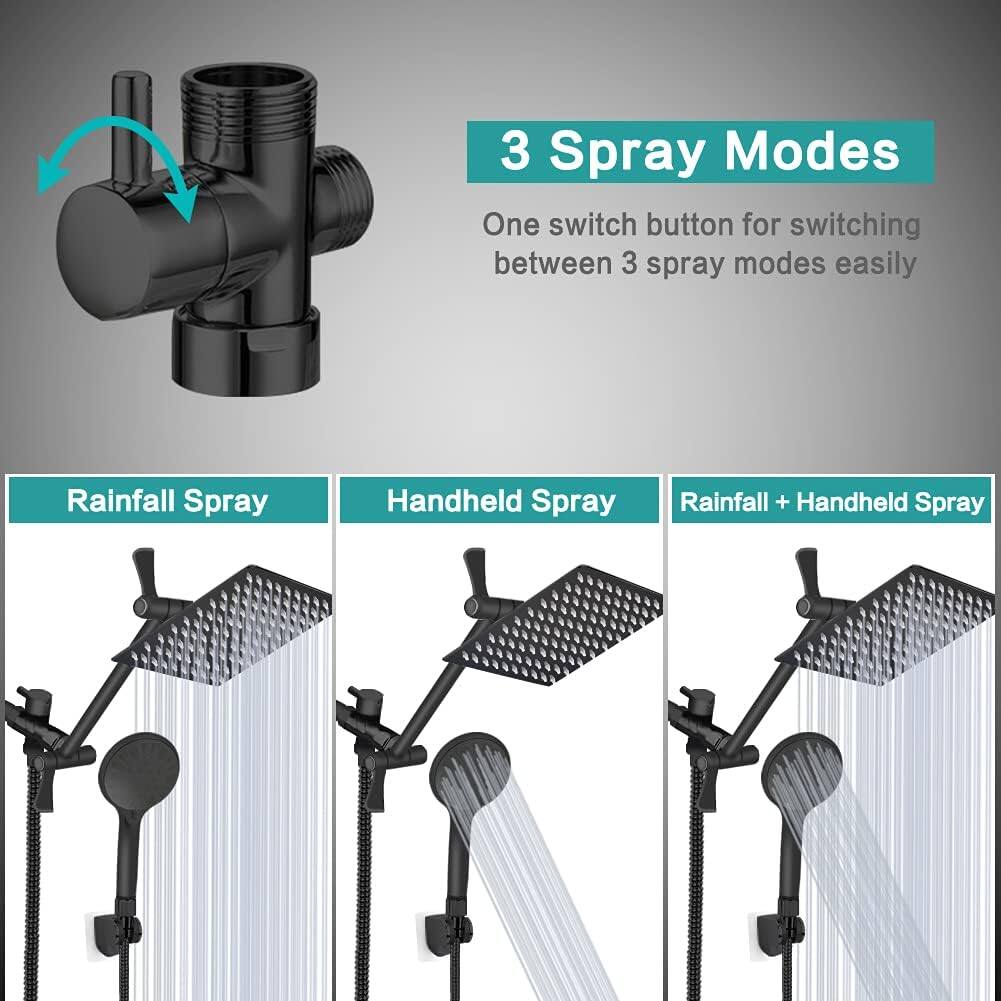 3 Spray Modes  
One switch button for switching between 3 spray modes easily  
Rainfall Spray  
Handheld Spray  
Rainfall + Handheld Spray