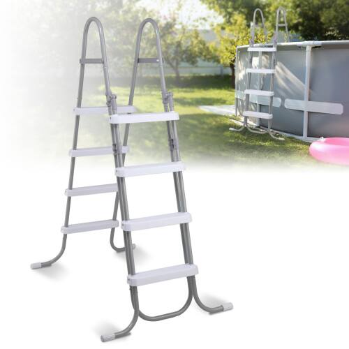 Alt View 8. Winado - 4-Step Swimming Pool Safety Ladder Steel Frame 300lbs Capacity for Outdoor Above Ground Pools, Double-Sided Pool Stairs - Gray Frame & White Pedals.