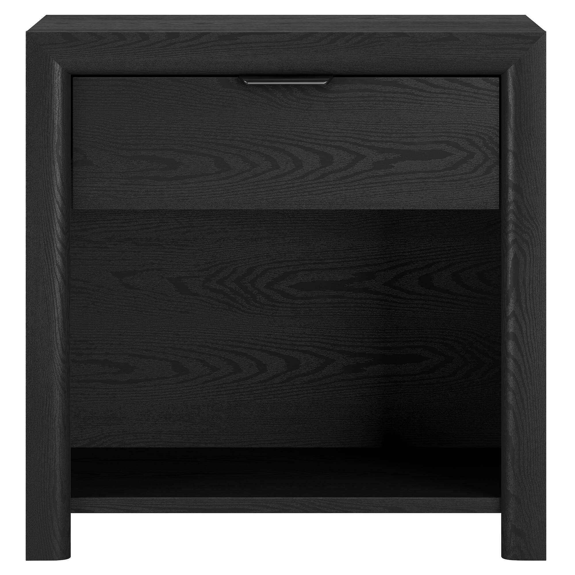 Angle. Hudson&Canal - Clara 24" Rectangular Nightstand in Black Grain - Black.