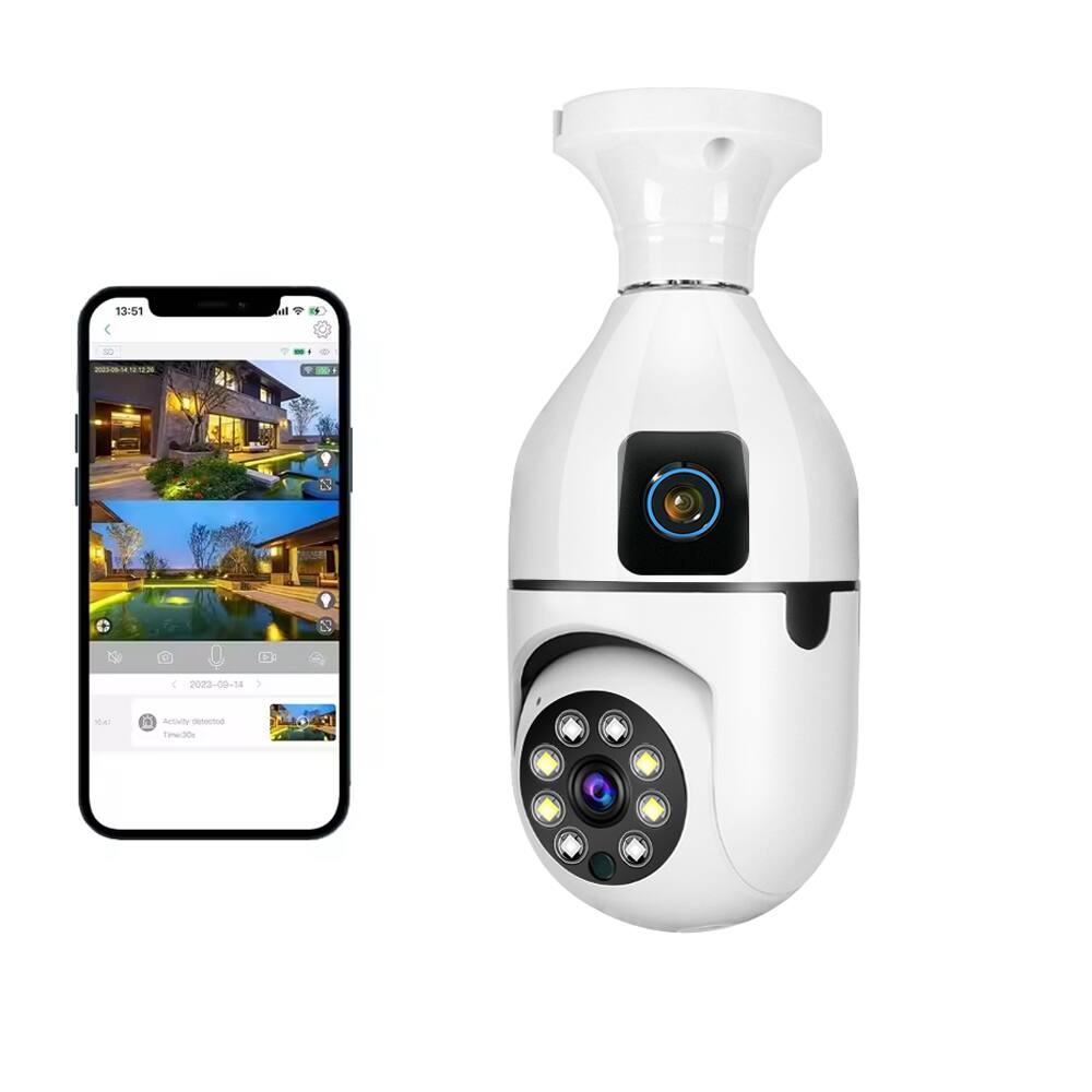 Cluzine - 2MP WiFi Security Camera HD Day & Night Full Color Wireless Light Bulb Night Vision