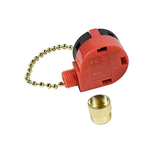 Angle. HQRP - 3-Speed 4-Wire Pull Chain Ceiling Fan Light Switch - Replacement for Zing Ear ZE-208s - black.