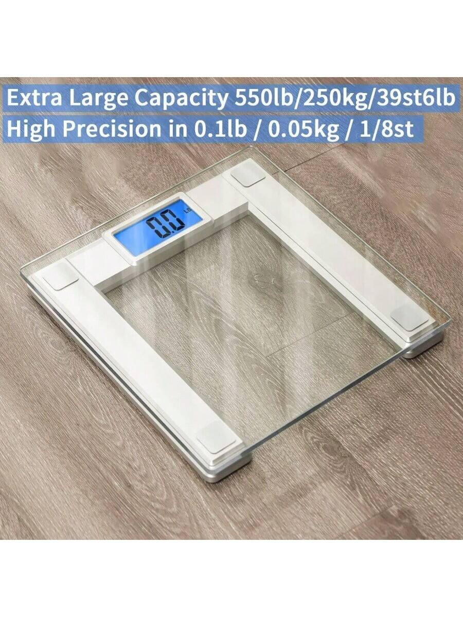 Extra Large Capacity 550lb/250kg/39st6lb  
High Precision in 0.1lb / 0.05kg / 1/8st