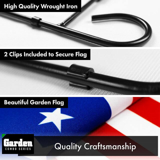 High Quality Wrought Iron

2 Clips Included to Secure Flag

Beautiful Garden Flag

Quality Craftsmanship

Garden COMBO SERIES