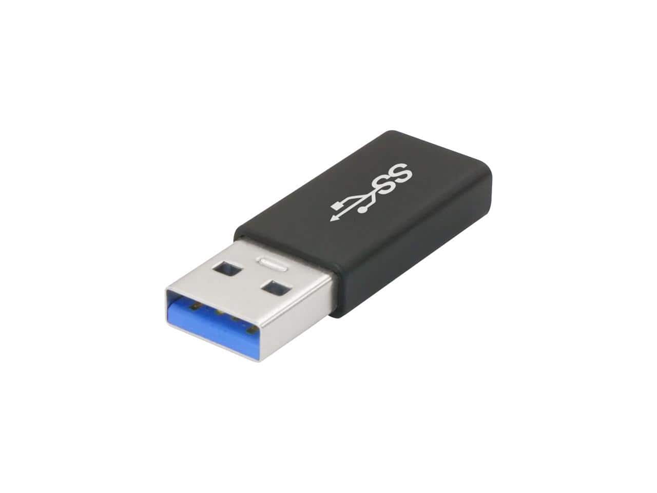 Nippon Labs - USB 3.0 USB-C Female to USB A Male Adapter 50000-USB3-CF-12, Black Aluminum Shell