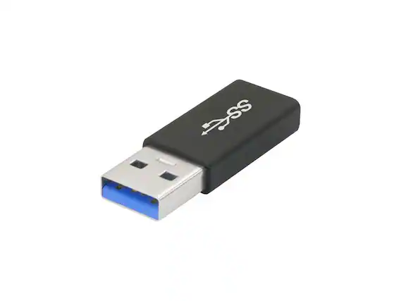 Front. Nippon Labs - Nippon Labs USB 3.0 USB-C Female to USB A Male Adapter 50000-USB3-CF-12, Black Aluminum Shell.