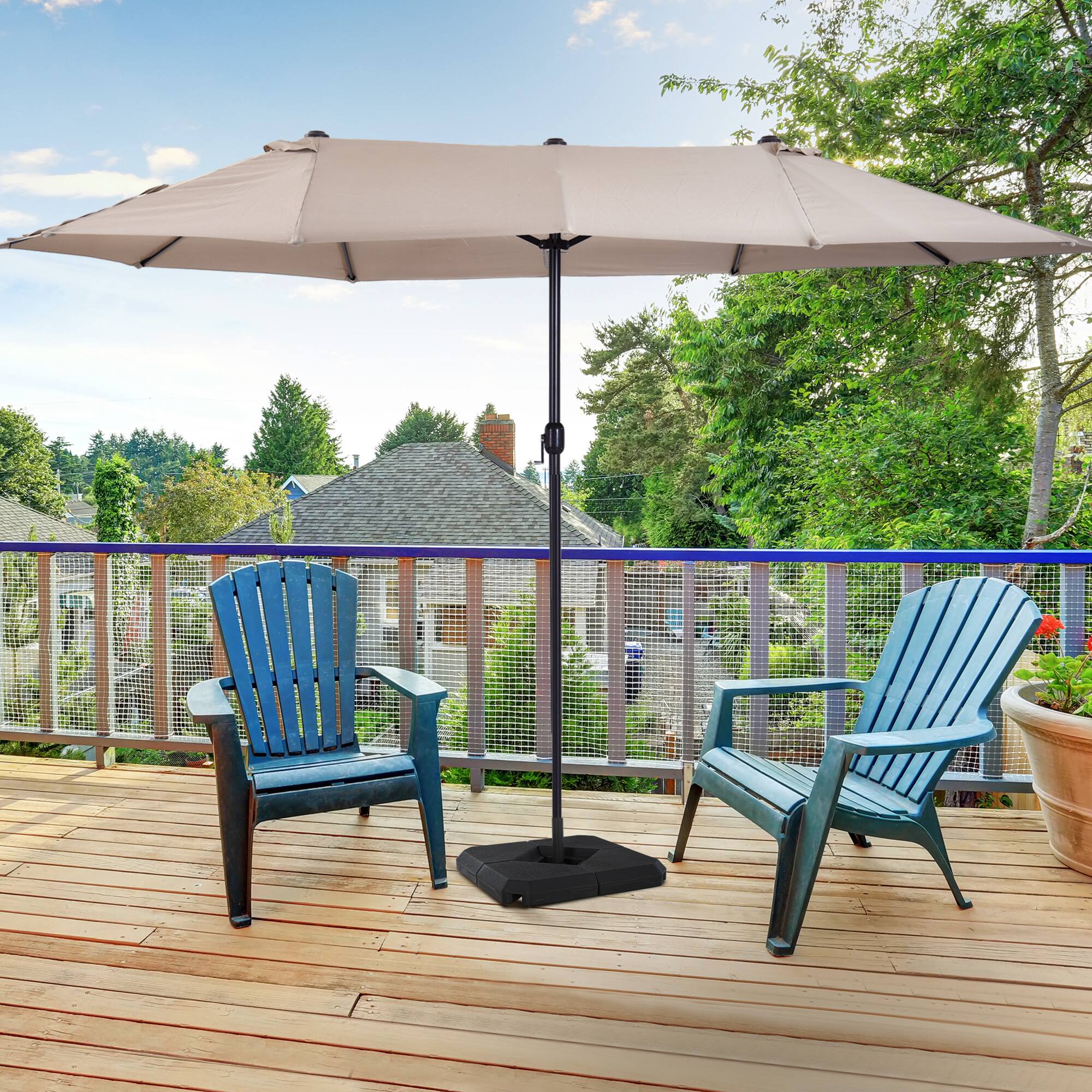 Alt View 1. Outsunny - Umbrella Stand Fitting 2" Poles and Steel Base with 4 Fillable Plastic Weights - Black.