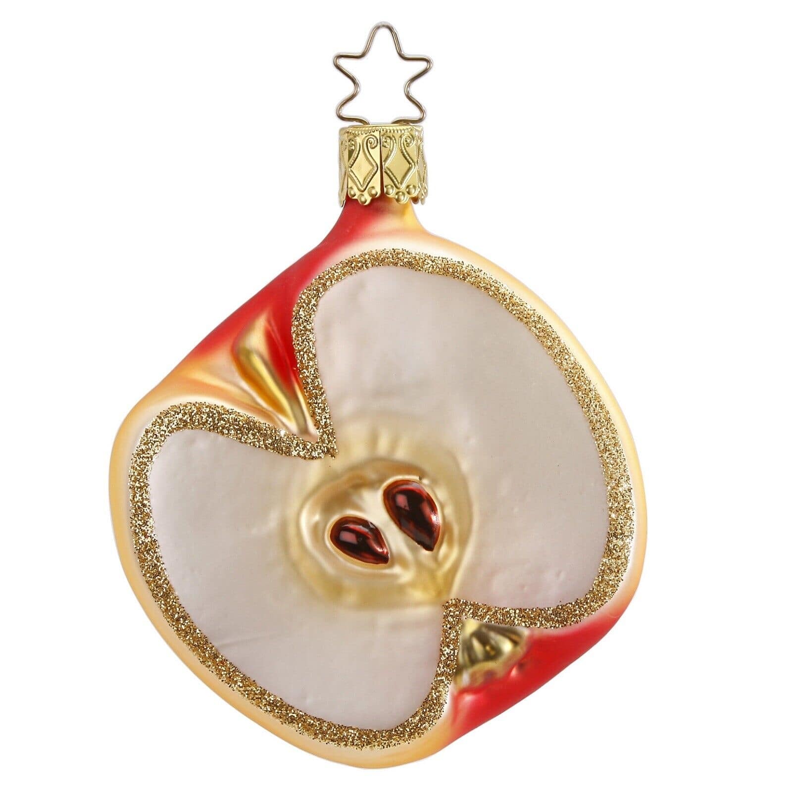 Inge Glas - Apple Slice Delicious Forever German Glass Christmas Ornament FREE BOX - Green