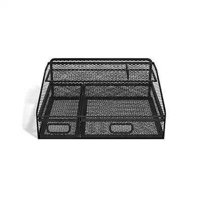 Front. TRU RED - 6-Compartment Wire Mesh Accessory Holder, Matte - Matte Black.