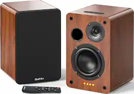 Vulpecula Spade - Bluetooth Bookshelf Speakers, 40W X 2 Powered TV Speakers with 4 Inch Woofer, Turntable Speakers with Optical/AUX Input
