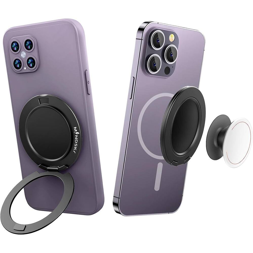 Front. PARKER SLATER - Magnetic Phone Ring Holder for Mag-Safe - Black - Black.