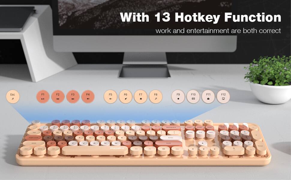 With 13 Hotkey Function  
work and entertainment are both correct  

Esc A F1 F2 F3 F4 F5 F6 F7 F8 P F9 F10 F11 F12  

Q W E R T Y U I O P  
A S D F G H J K L  
Z X C V B N M  

1 2 3 4 5 6 7 8 9 0