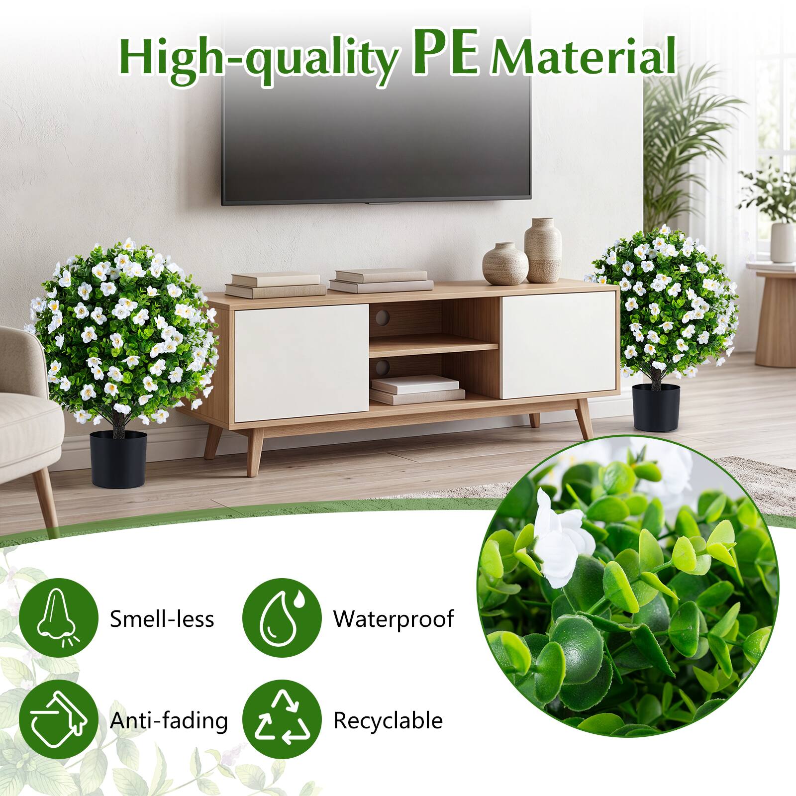 High-quality PE Material

- Smell-less
- Waterproof
- Anti-fading
- Recyclable