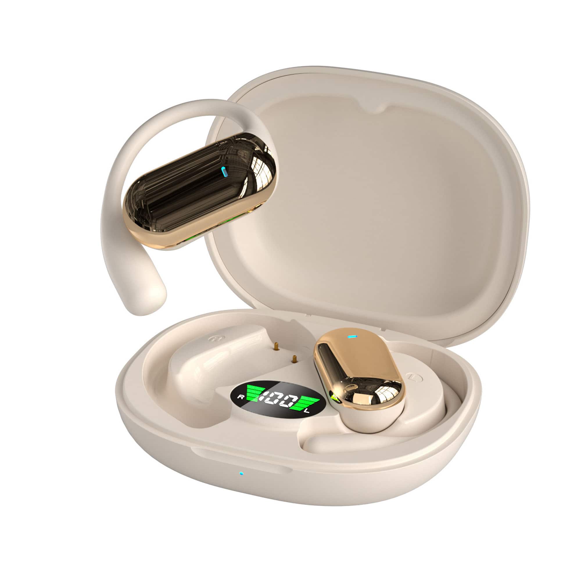 YONWAY - Long Battery Life Open-Ear Bluetooth Earbuds with AI Translation, Stereo Surround Sound, LED Digital Display for Office