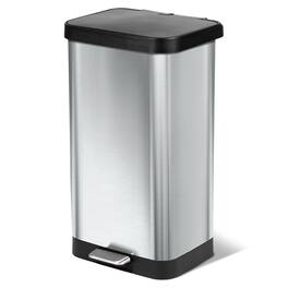 Glad - Step Trash Can, Soft Close Lid Bin with Odor Protection, 20 Gal, Stainless - SS
