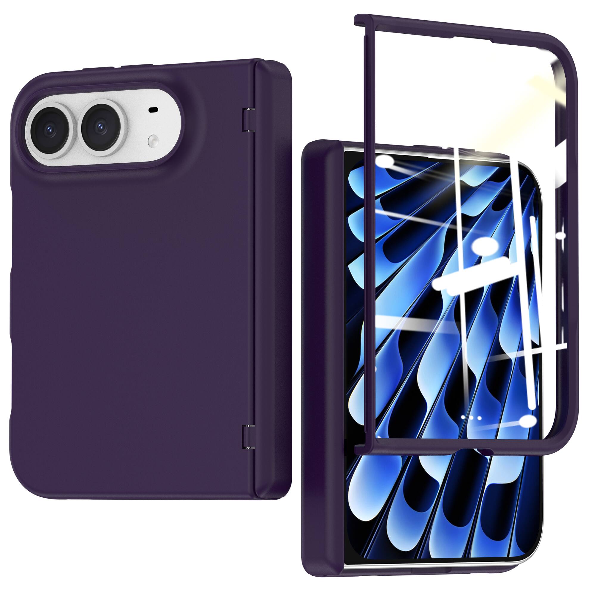 Angle. Dteck - Rugged Magnetic Case for Apple iPhone Duo Built-in Screen Protector Full Hinge Protection Cover,Compatible with Magsafe - Darkpurple.