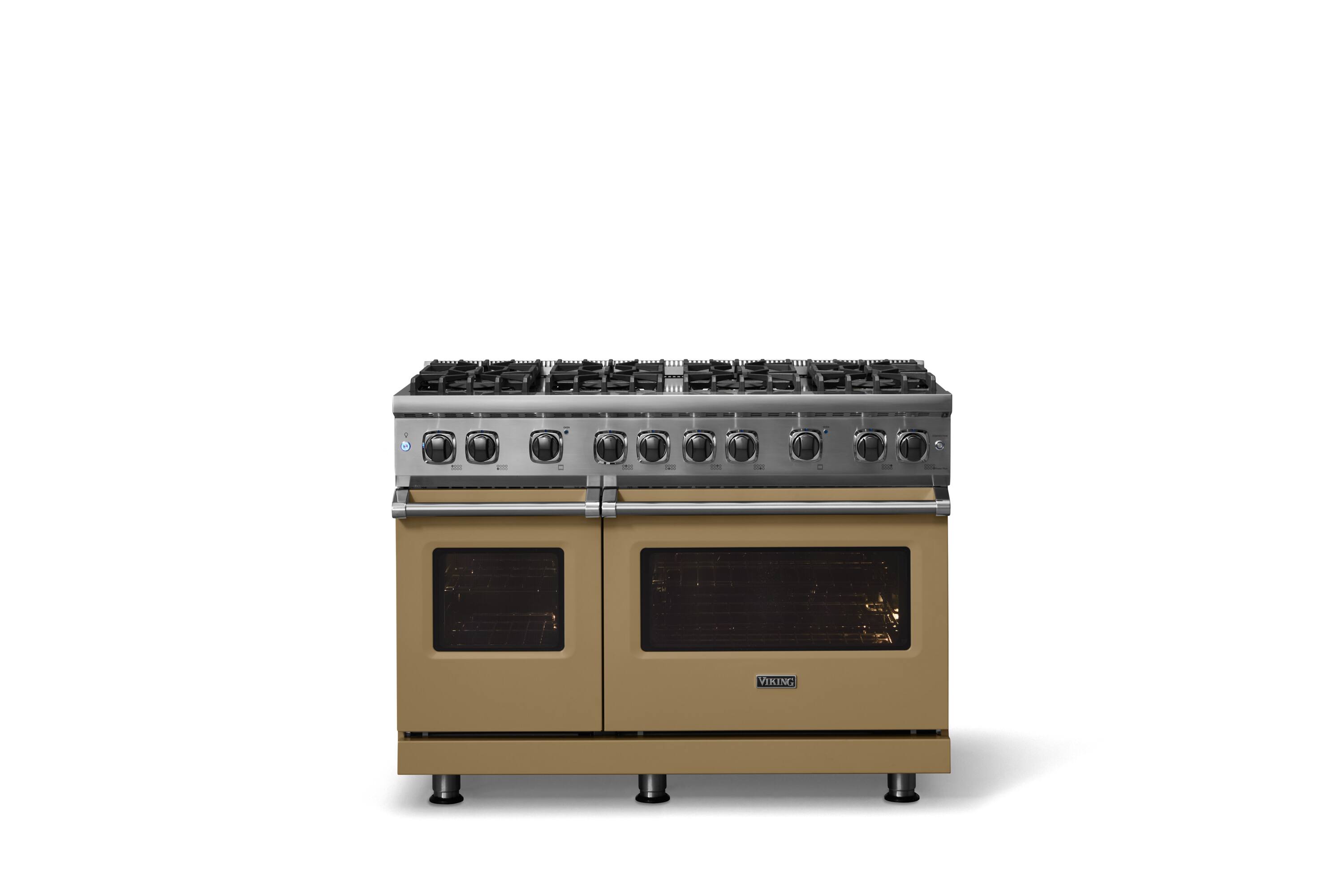 Alt View 1. Viking - 6.1 Cu. Ft. Professional 5 Series Freestanding Double Oven Gas Convection 8 Burner Range - Golden Hour.