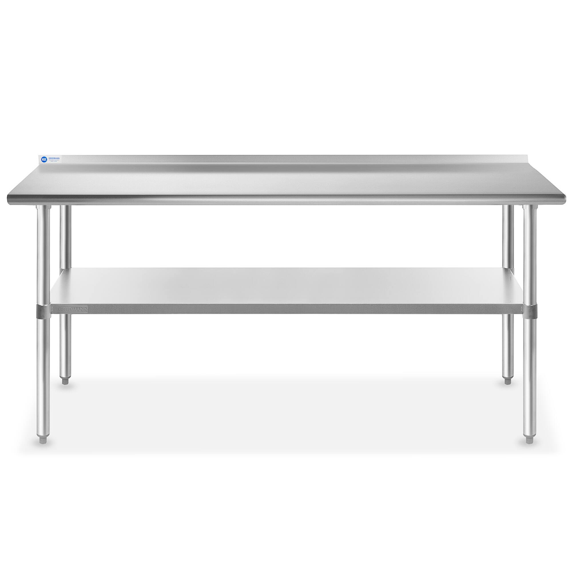 Alt View 1. GRIDMANN - 72 x 24-in NSF Stainless Steel Prep Table with Backsplash - Silver.