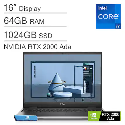 16" Display
64GB RAM
1024GB SSD
NVIDIA RTX 2000 Ada
Intel Core i7