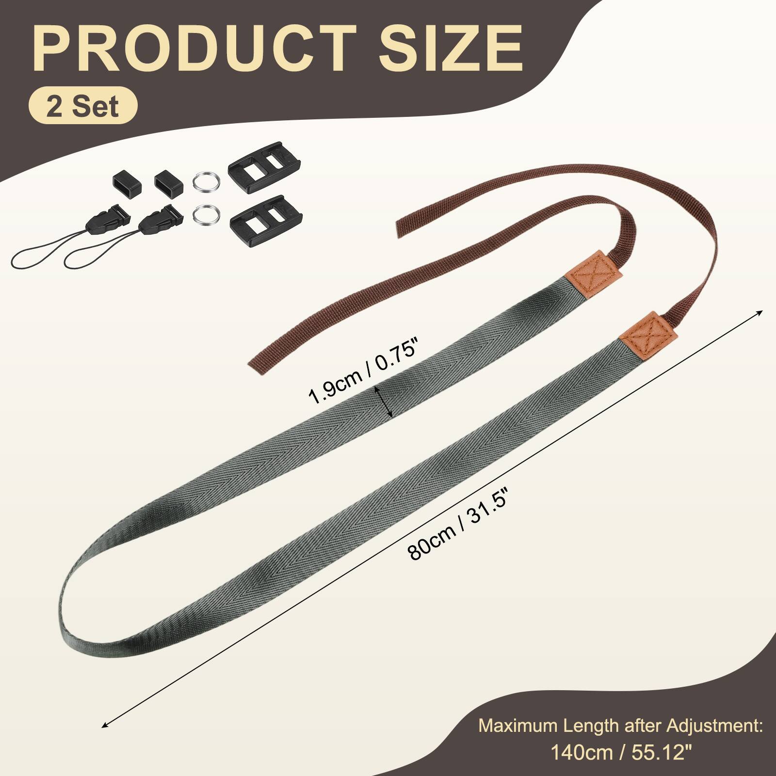 PRODUCT SIZE  
2 Set  

0.75" / 1.9cm  
31.5" - 80cm  

Maximum Length after Adjustment: 140cm / 55.12"