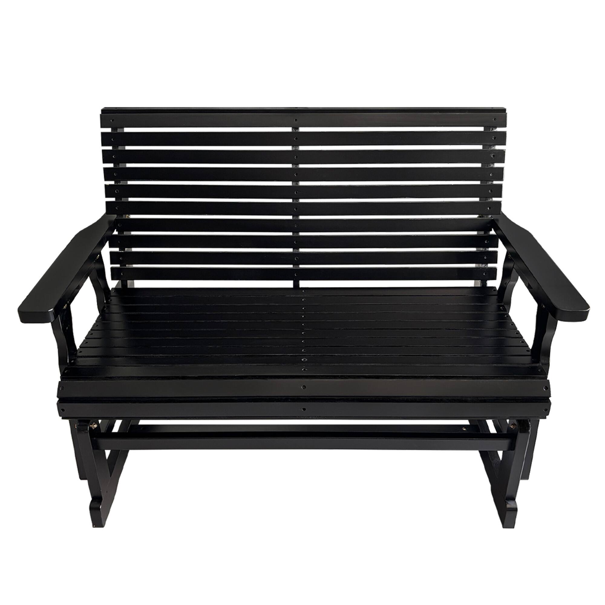 Alt View 2. Fortune Candy - Wooden Patio Glider w/High Roll Back and Deep Contoured Seat, 2-Seater, Heavy Duty 800 LBS, for Porch Yard Garden - Carbon Black.