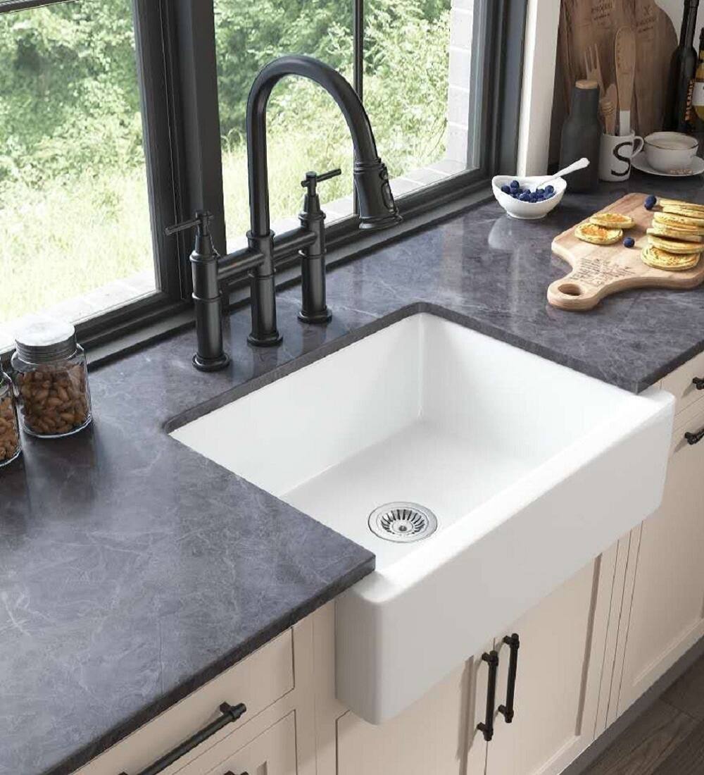 Alt View 10. Siljoy - Bridge Kitchen Faucet with Pull-Down Sprayhead in Spot - Matte Black.