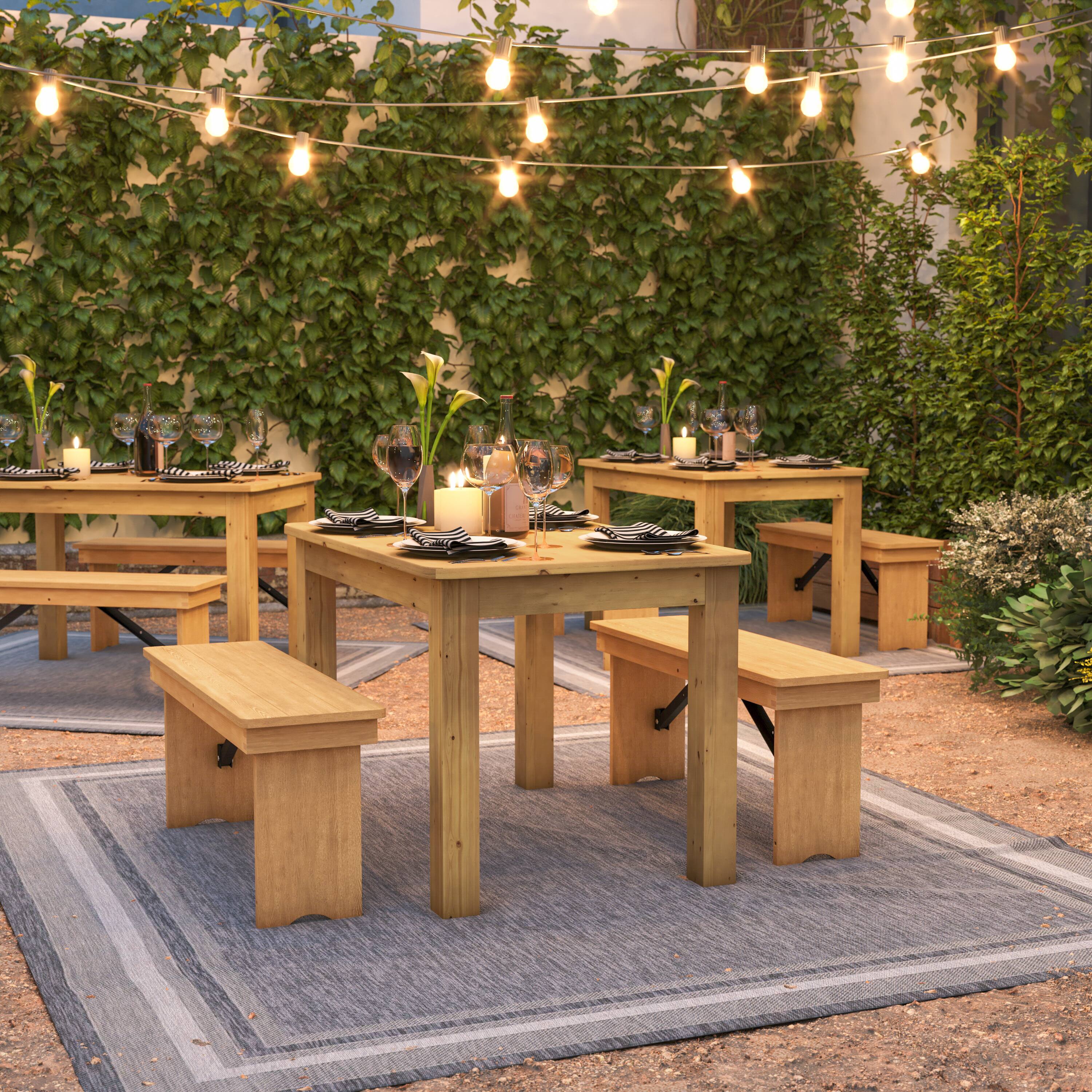 Alt View 4. Flash Furniture - HERCULES 46" x 30" Rectangular Antique Rustic Light Natural Solid Pine Farm Dining Table - Natural.