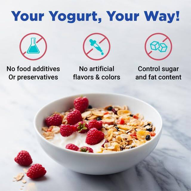 Your Yogurt, Your Way!  
No food additives or preservatives  
No artificial flavors & colors  
Control sugar and fat content