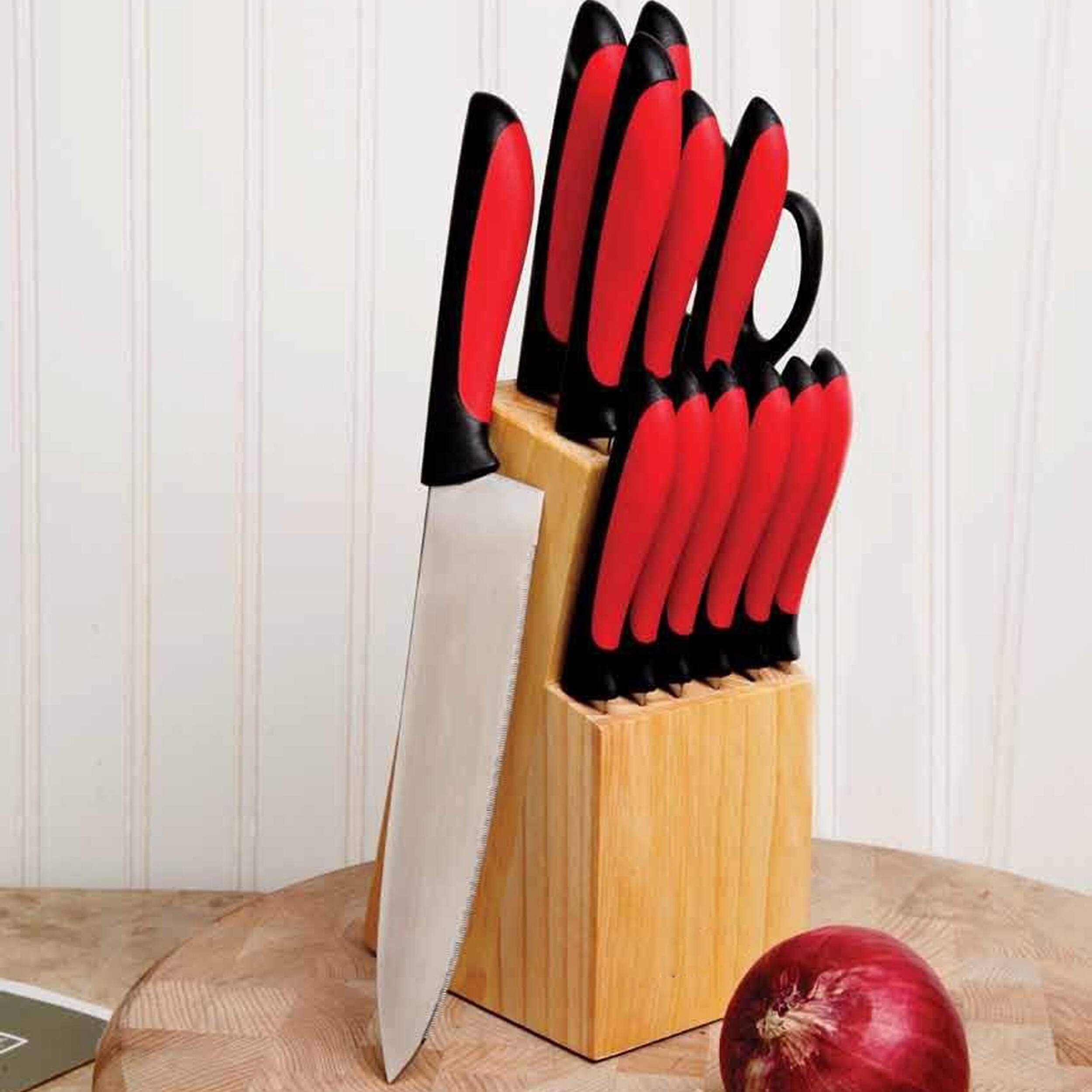 Alt View 3. MegaChef - MegaChef 14 Piece Cutlery Set in Red - Red.
