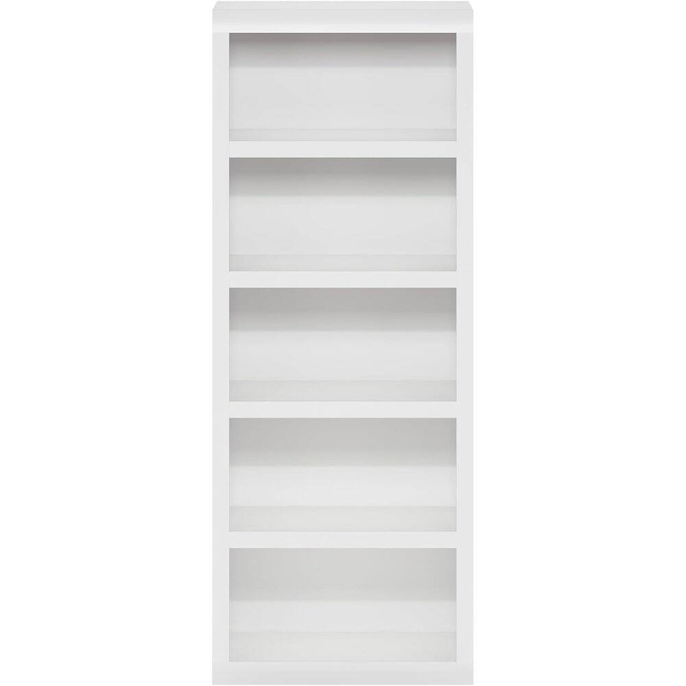 Alt View 1. FurniFact - White Wooden Book Shelf with Five-Tier Wooden Shelves for Home or Office - White.
